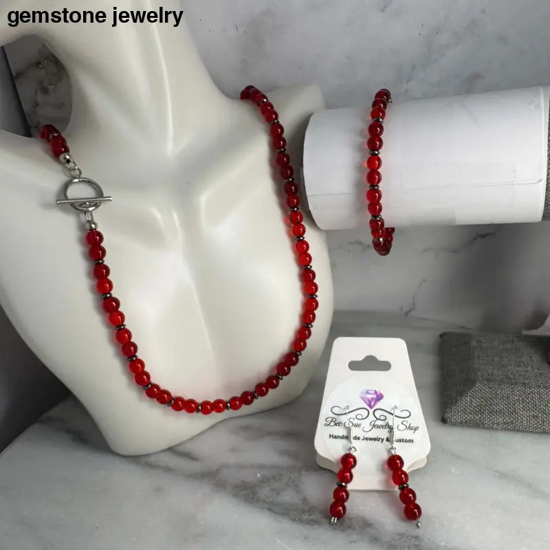 red glass jewelry