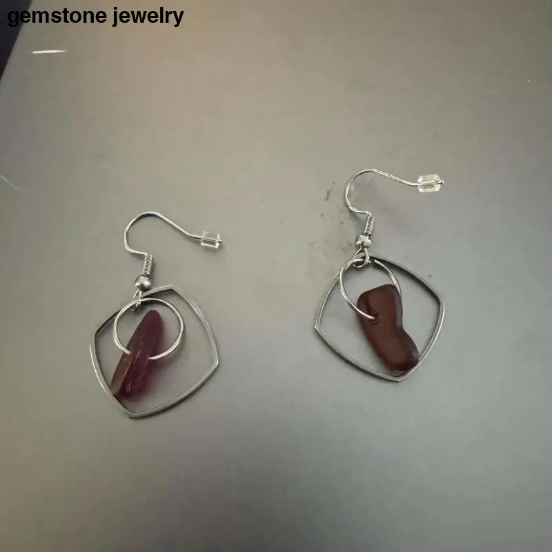 red glass earrings, Dangling red earrings - Bec Sue Jewelry Shop