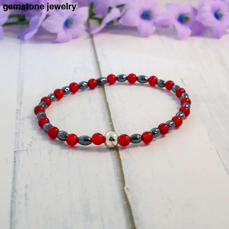 Hematite bracelet Red bracelet dainty bracelet blue bracelet - bracelets