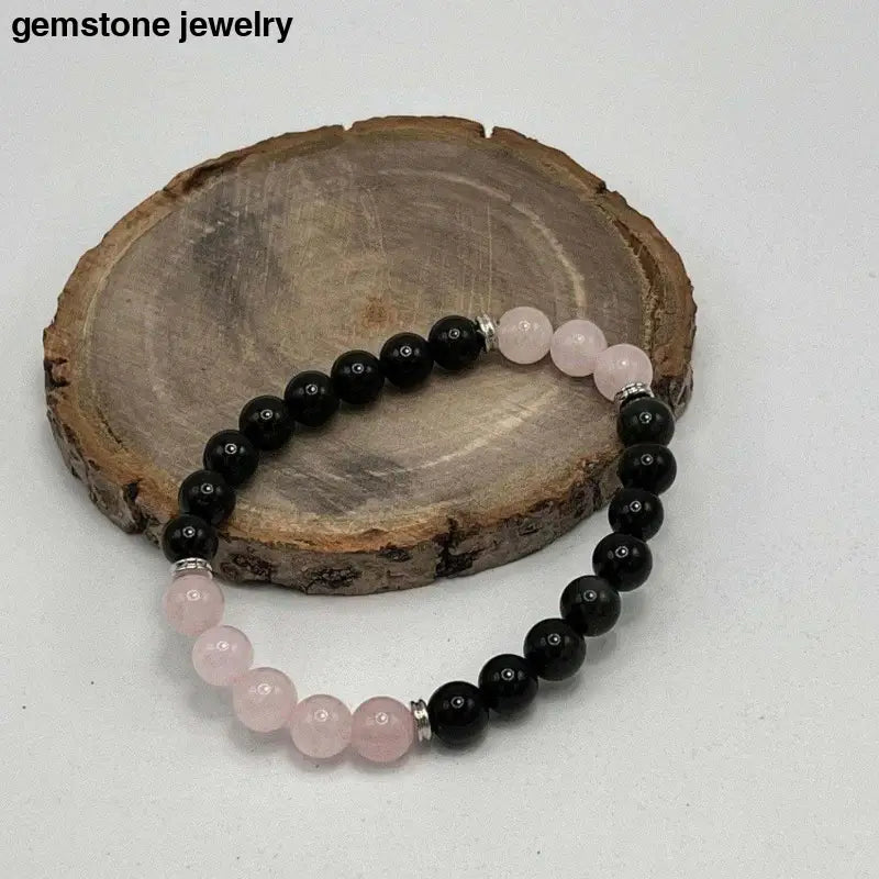 Rose Quartz Obsidian Bracelet, Black Obsidian Bracelet Women - Bec Sue Jewelry Shop