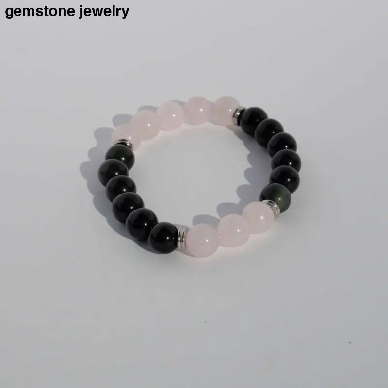 rose quartz obsidian bracelet