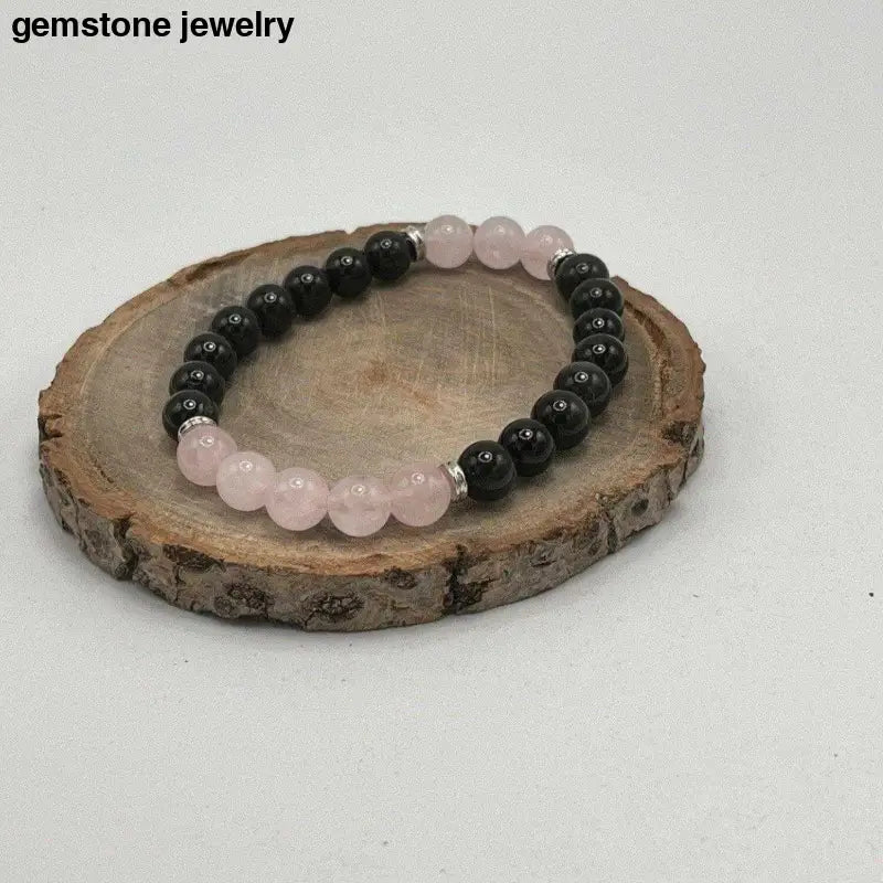 Rose Quartz Obsidian Bracelet, Black Obsidian Bracelet Women - Bec Sue Jewelry Shop