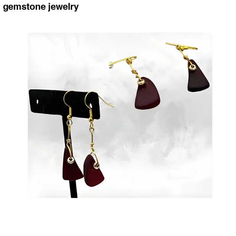 Scarlet Whispers: Tumbled Glass Dangling Earrings,Red Glass Earrings - Bec Sue Jewelry Shop