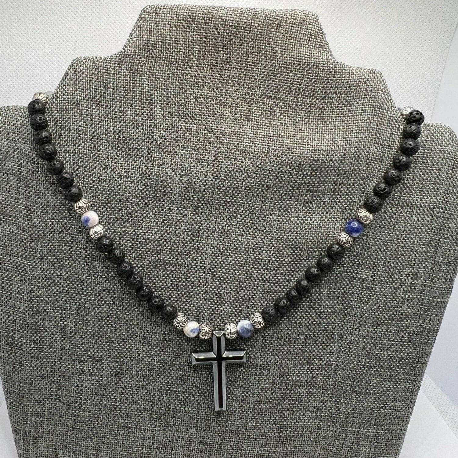 Sodalite Necklace, Chakra Necklace, Black Lava Necklace - Bec Sue Jewelry Shop