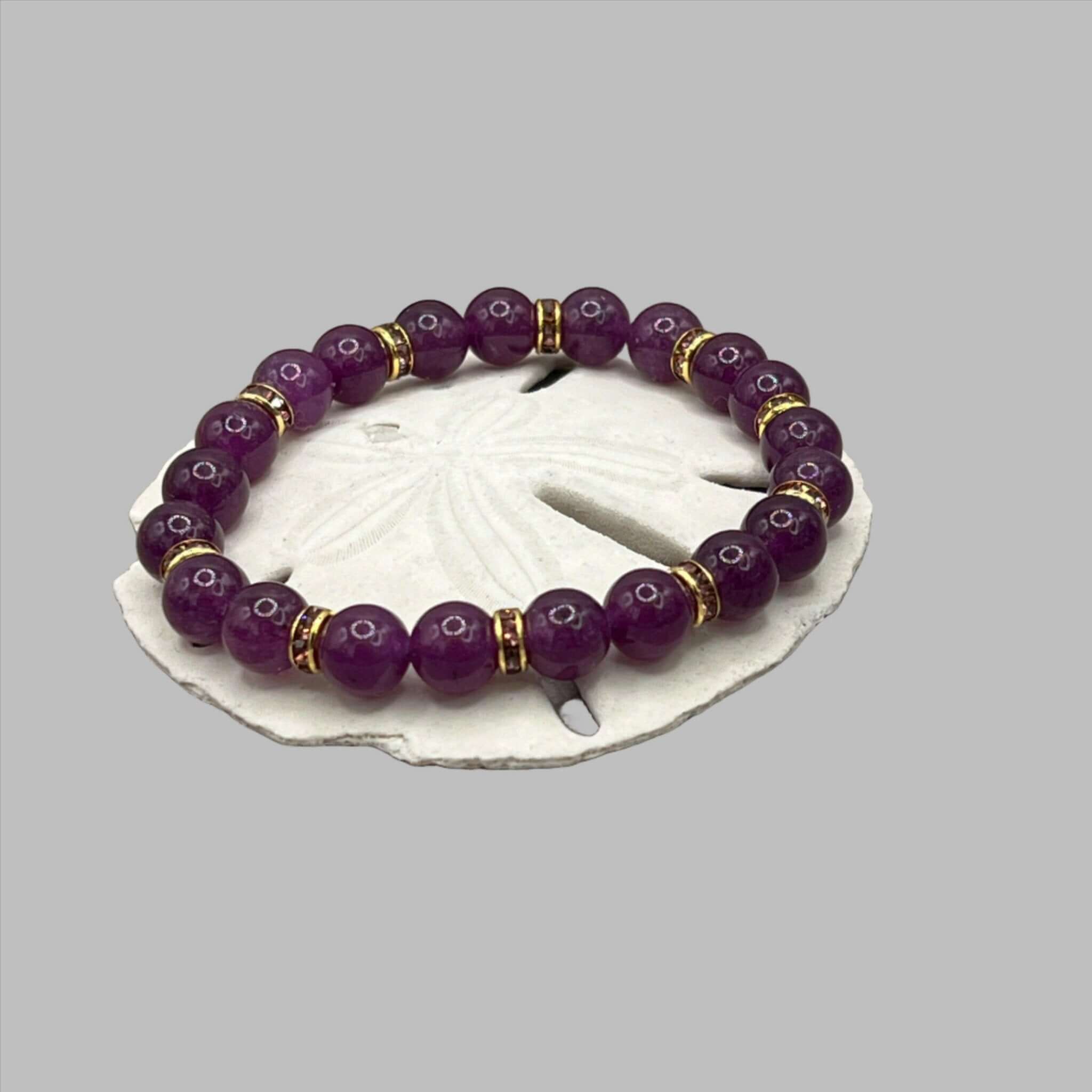 Stunning Amethyst 8mm Rhinestone Stretch Bracelet - Handcrafted & Unique - Bec Sue Jewelry Shop