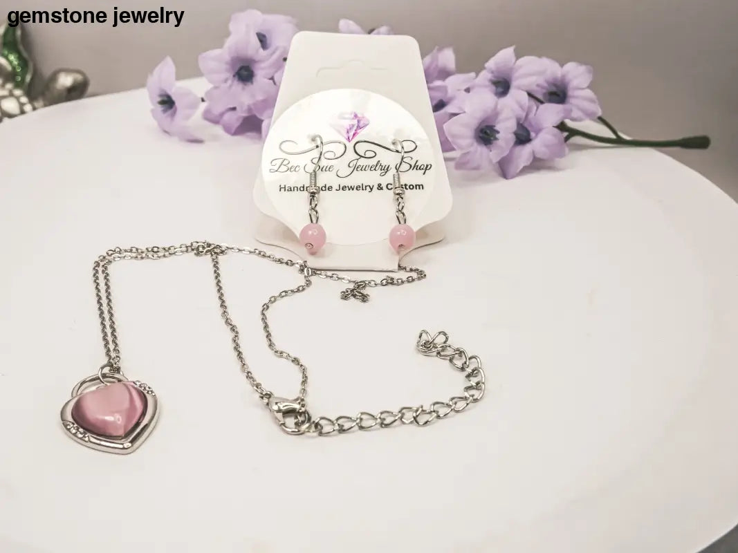 Stunning Pink Cats eye Jewelry - chain Necklace