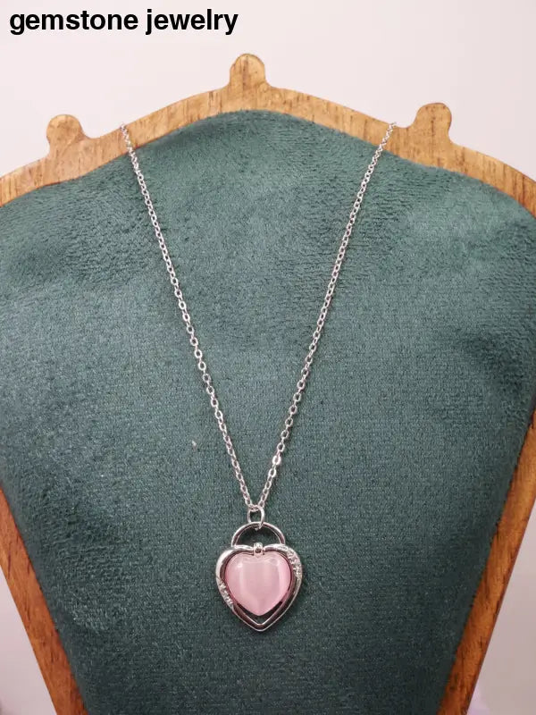 Stunning Pink Cats eye Jewelry - chain Necklace