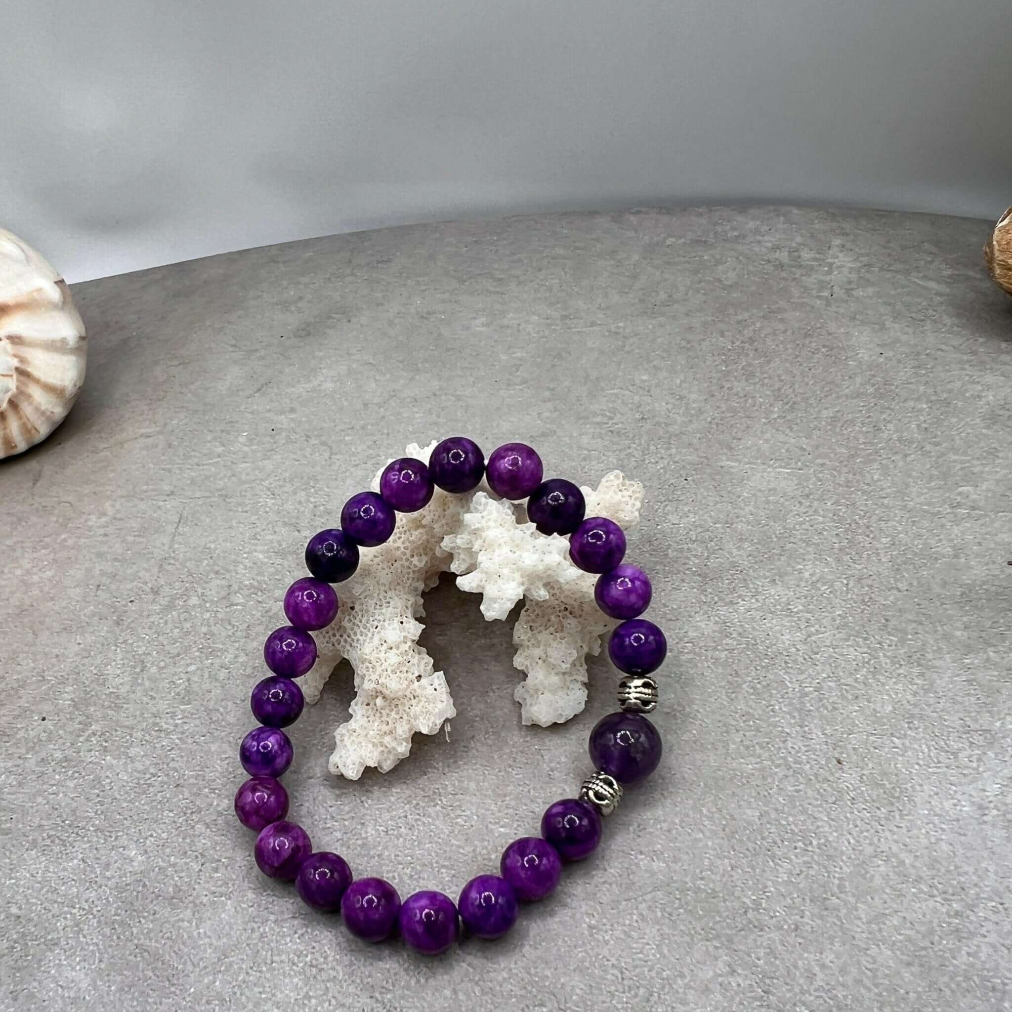 Sugilite Bracelet, Sugilite and Amethyst Gemstone Harmony Bracelet - Bec Sue Jewelry Shop