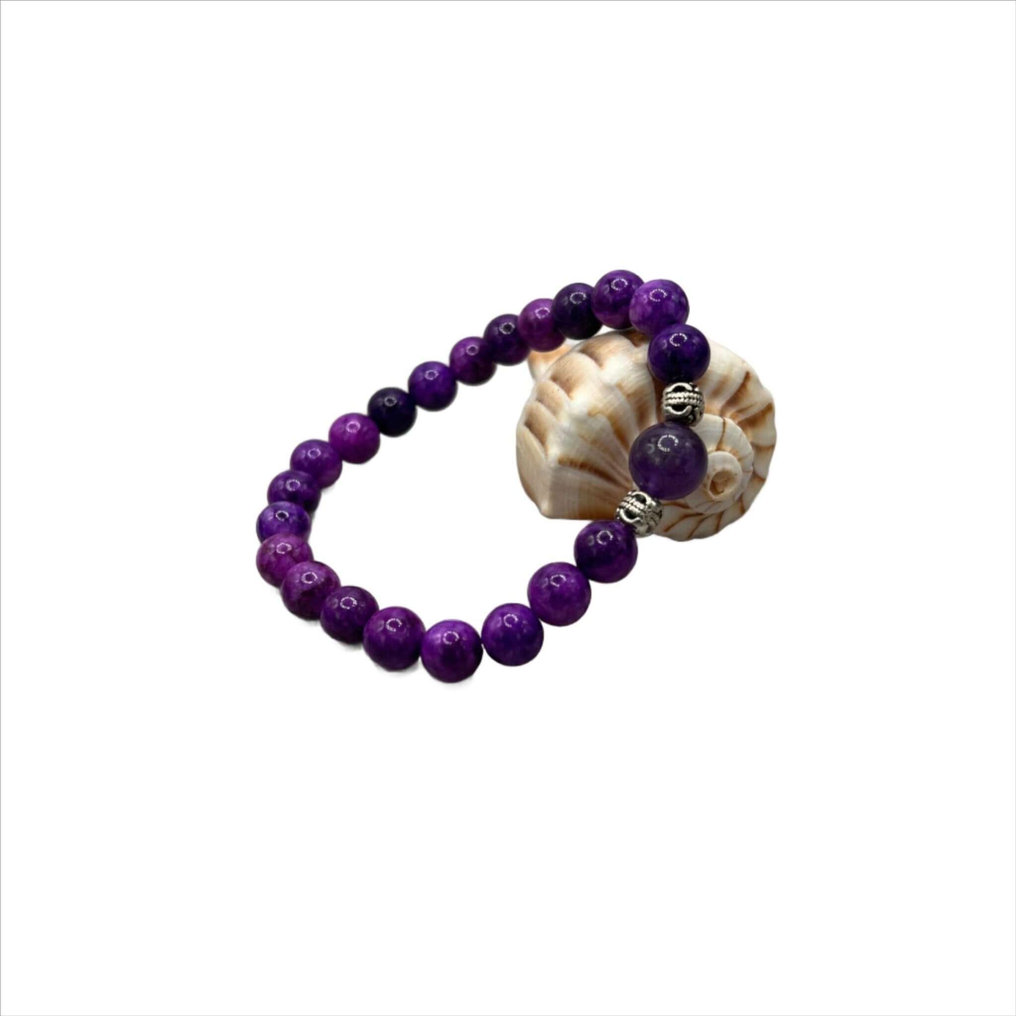 Sugilite Bracelet, Sugilite and Amethyst Gemstone Harmony Bracelet - Bec Sue Jewelry Shop