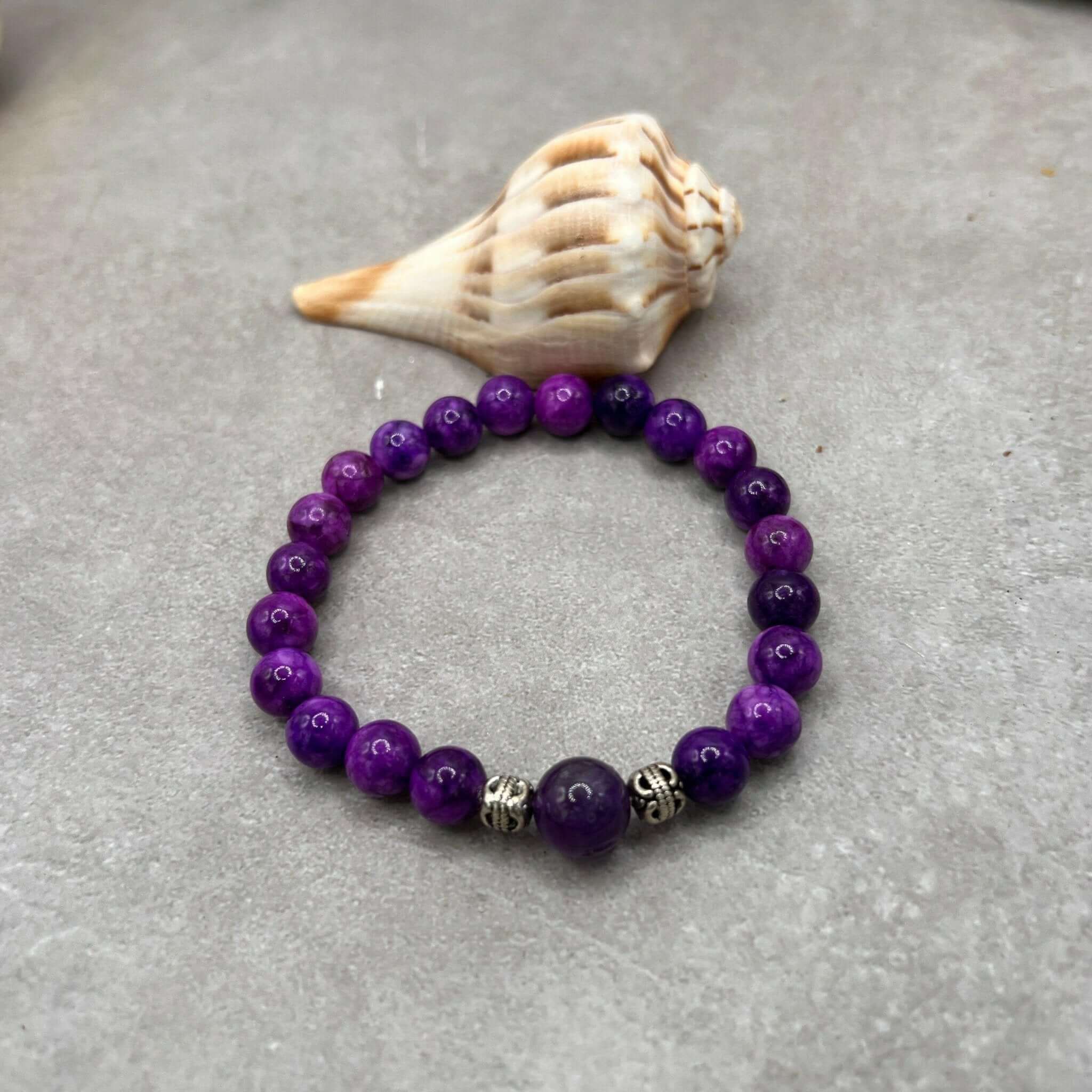 Sugilite Bracelet, Sugilite and Amethyst Gemstone Harmony Bracelet - Bec Sue Jewelry Shop