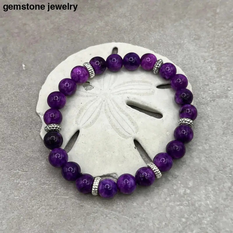 Sugilite Jewelry Set: Handcrafted Sugilite 8mm Bead Bracelet, Earrings and Necklace - Bec Sue Jewelry Shop