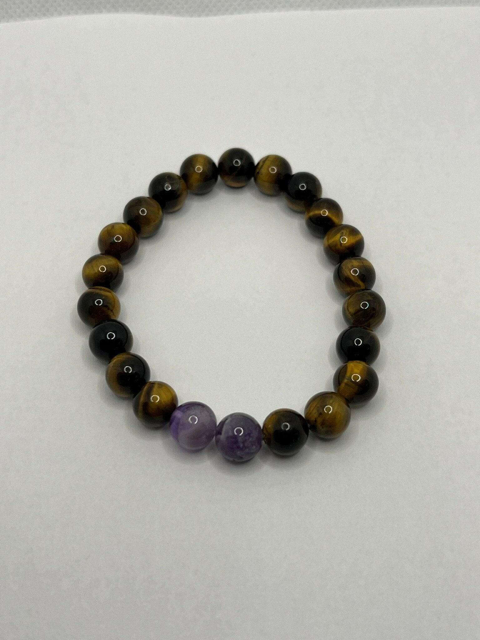 Tiger Eye Amethyst, Tiger Eye Bracelet, Amethyst 8mm Bracelet - Bec Sue Jewelry Shop