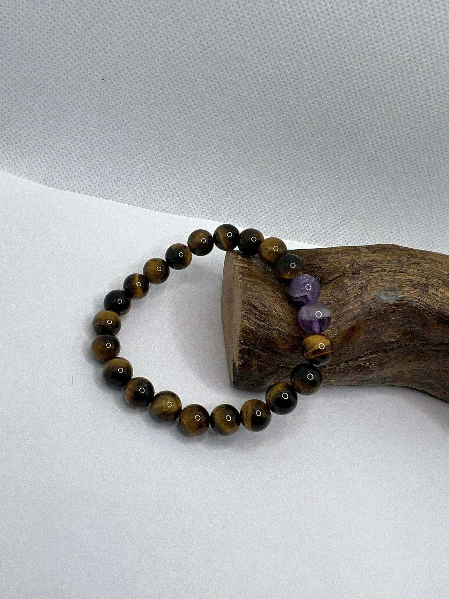 Tiger Eye Amethyst, Tiger Eye Bracelet, Amethyst 8mm Bracelet - Bec Sue Jewelry Shop