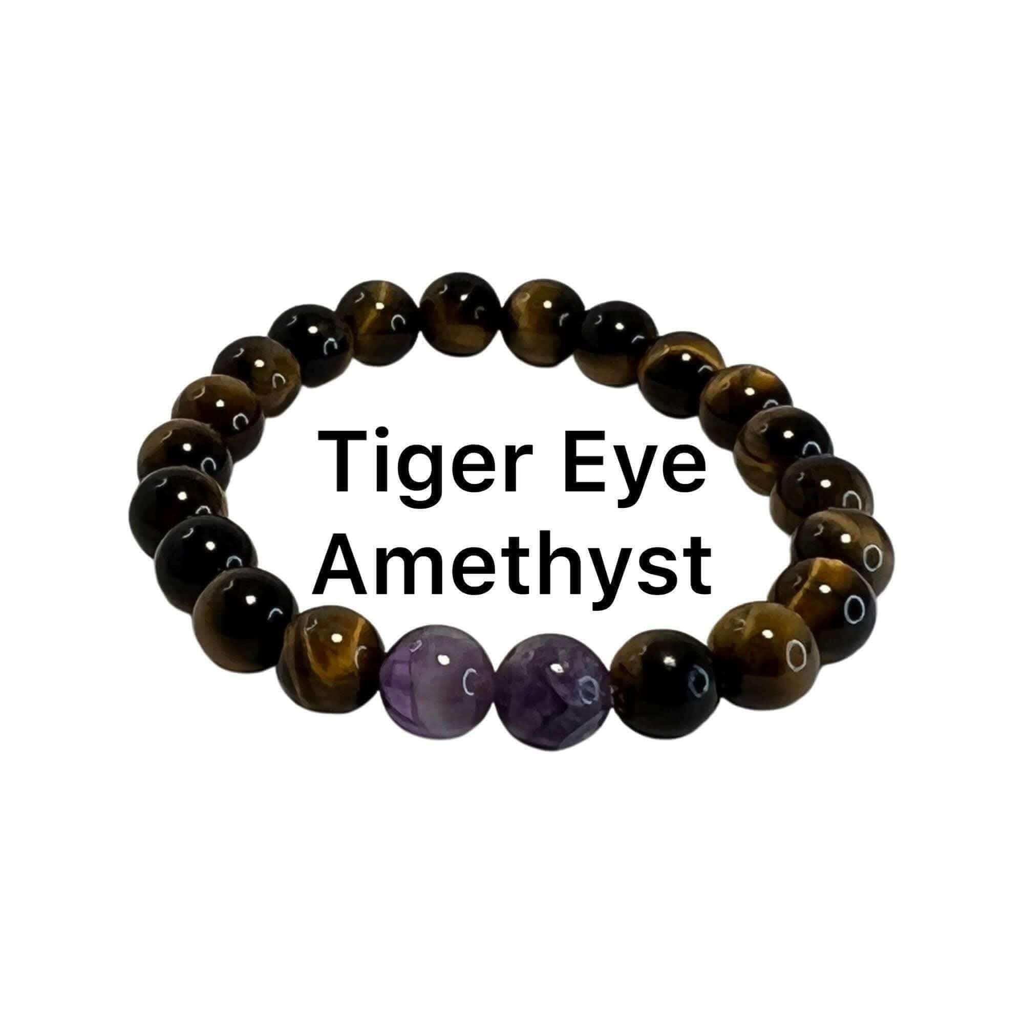 Tiger Eye Amethyst, Tiger Eye Bracelet, Amethyst 8mm Bracelet - Bec Sue Jewelry Shop