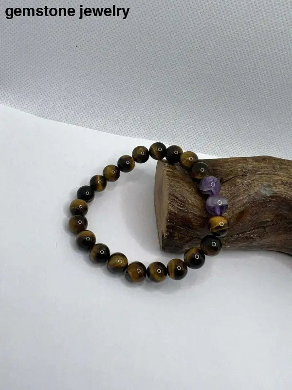 Tiger Eye Amethyst, Tiger Eye Bracelet, Amethyst 8mm Bracelet - Bec Sue Jewelry Shop