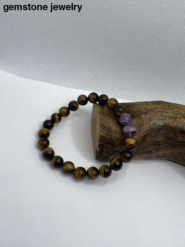 Tiger Eye Amethyst, Tiger Eye Bracelet, Amethyst 8mm Bracelet - Bec Sue Jewelry Shop