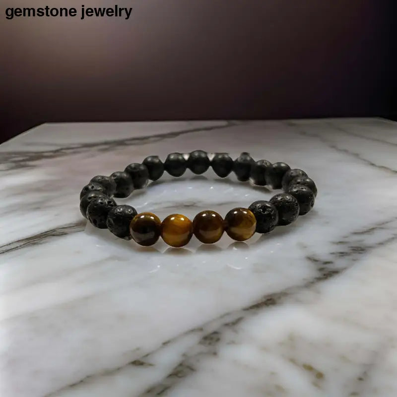 Lava Rock Bracelet, Lava Stone Bracelet, Tiger Eye Bracelet - Bec Sue Jewelry Shop