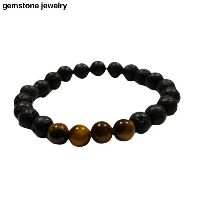 Lava Rock Bracelet, Lava Stone Bracelet, Tiger Eye Bracelet - Bec Sue Jewelry Shop