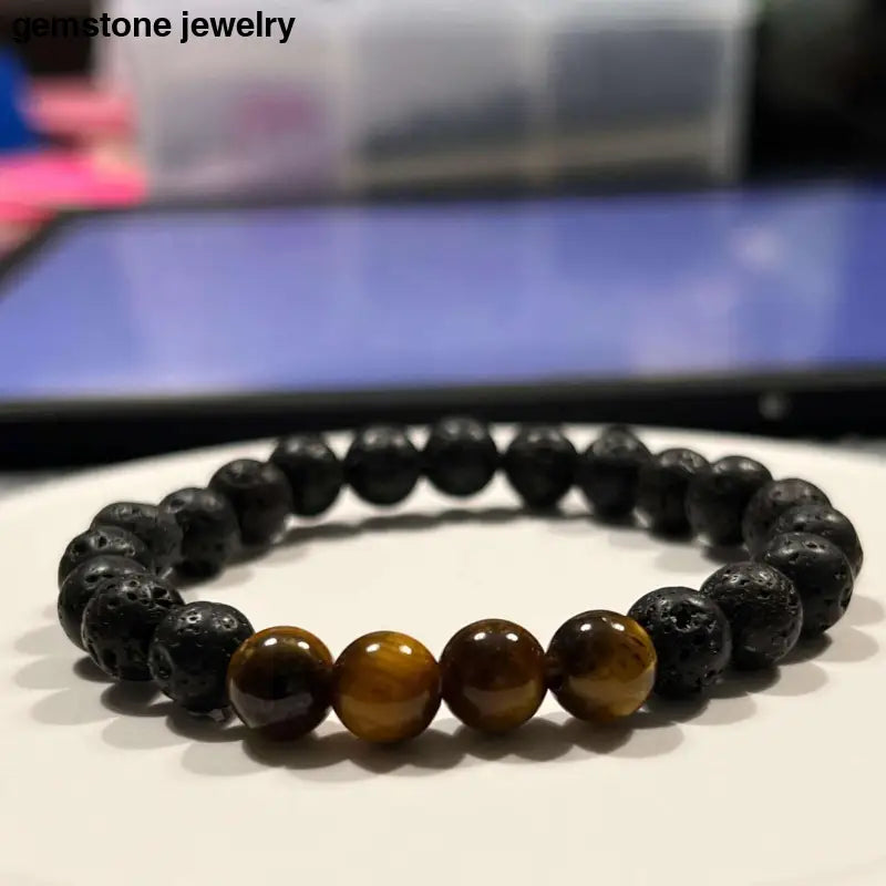 Lava Rock Bracelet, Lava Stone Bracelet, Tiger Eye Bracelet - Bec Sue Jewelry Shop