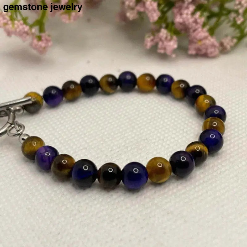 Tiger Eye Bracelet for Women, Purple Chakra Bracelet - Bec Sue Jewelry Shop