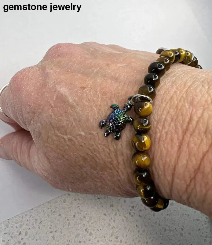 Tiger Eye Bracelet, Tiger Eye Beaded Bracelet, - Bec Sue Jewelry Shop