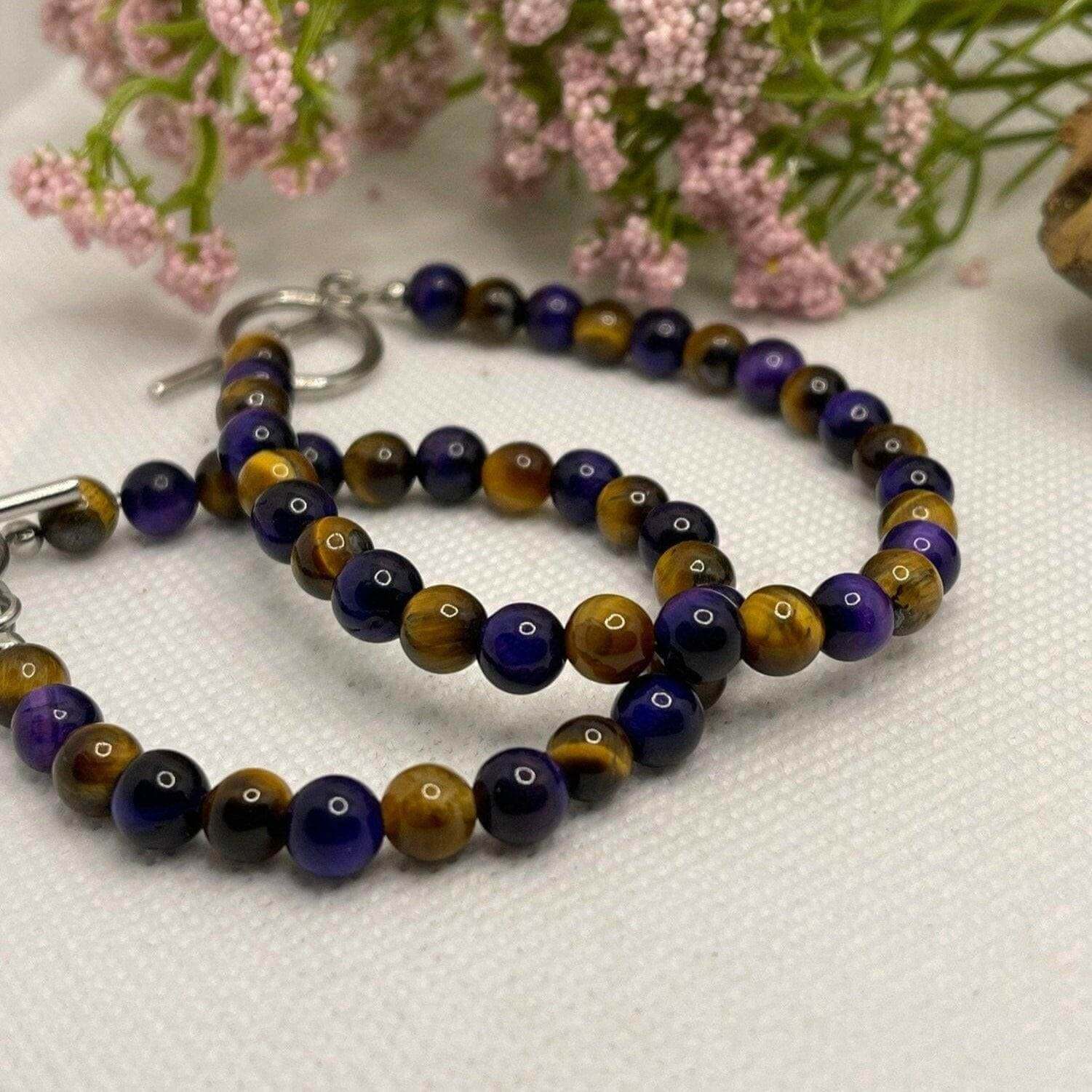 Tiger Eye Bracelet for Women, Purple Chakra Bracelet - Bec Sue Jewelry Shop