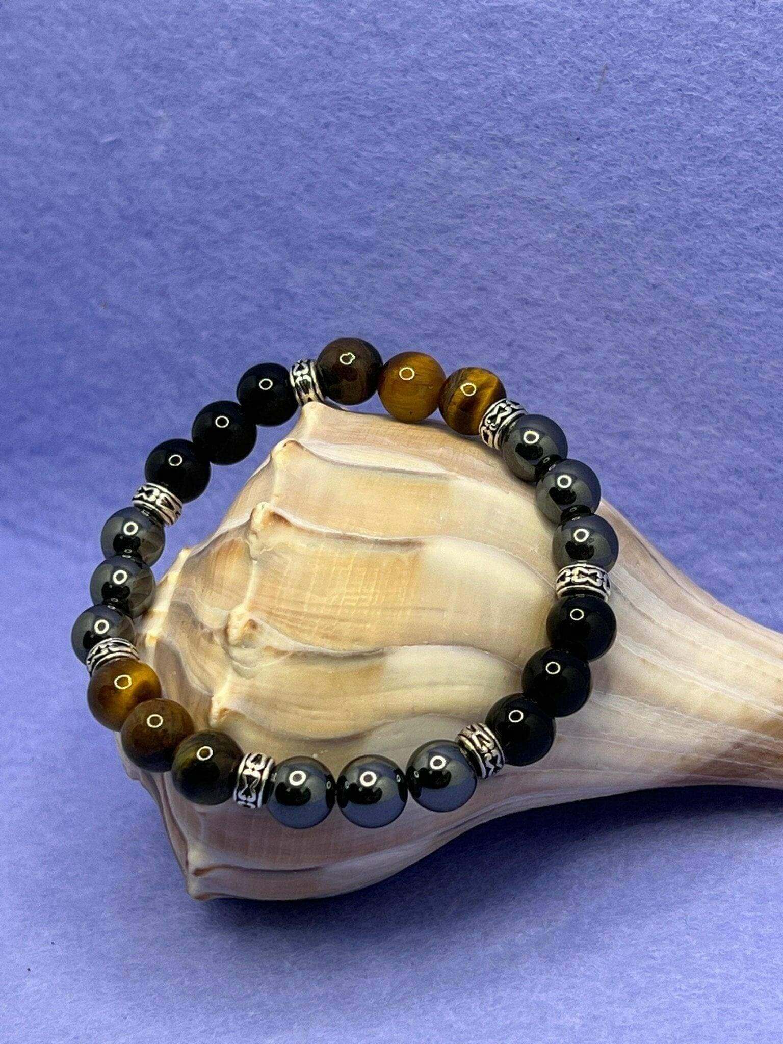 Tiger Eye Bracelet for Women Tiger eye and Obsidian Hematite Bracelet - Bec Sue Jewelry Shop