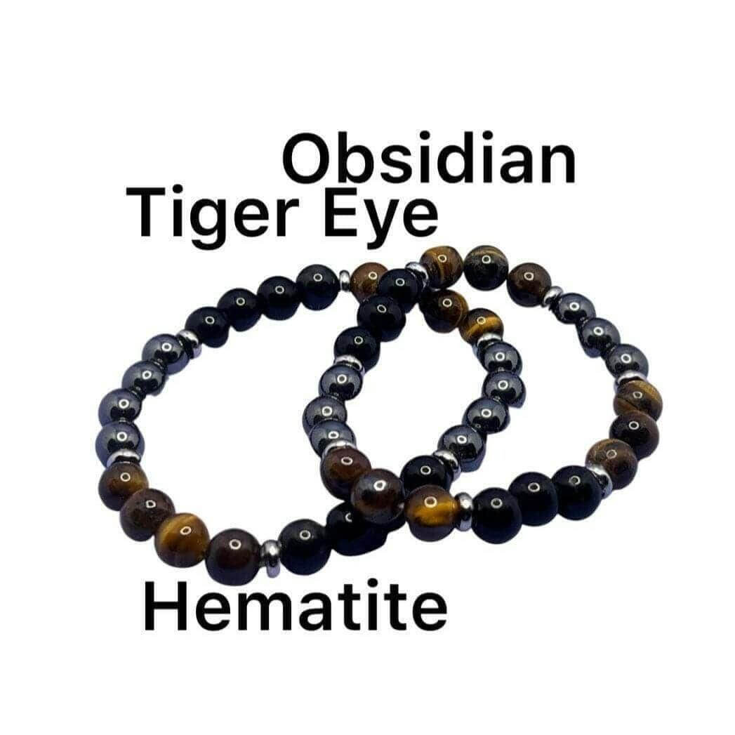 Tiger Eye Gemstone Bracelet, Hematite Bracelet - Bec Sue Jewelry Shop