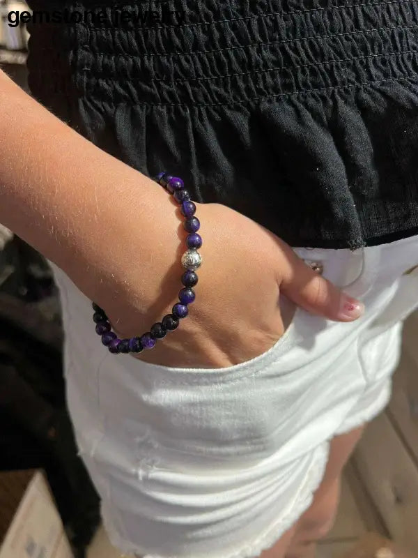 Purple Tiger Eye Bracelet, Tiger Eye Handmade Bracelet - Bec Sue Jewelry Shop