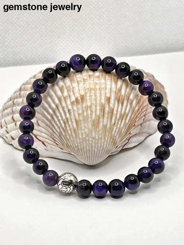 Purple Tiger Eye Bracelet, Tiger Eye Handmade Bracelet - Bec Sue Jewelry Shop