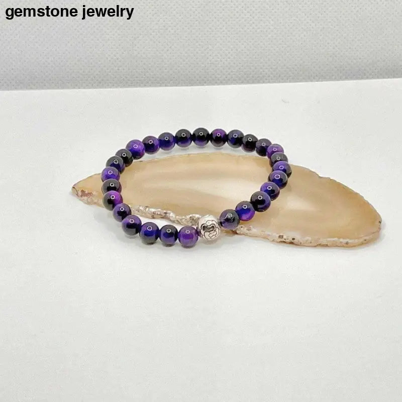 Purple Tiger Eye Bracelet, Tiger Eye Handmade Bracelet - Bec Sue Jewelry Shop