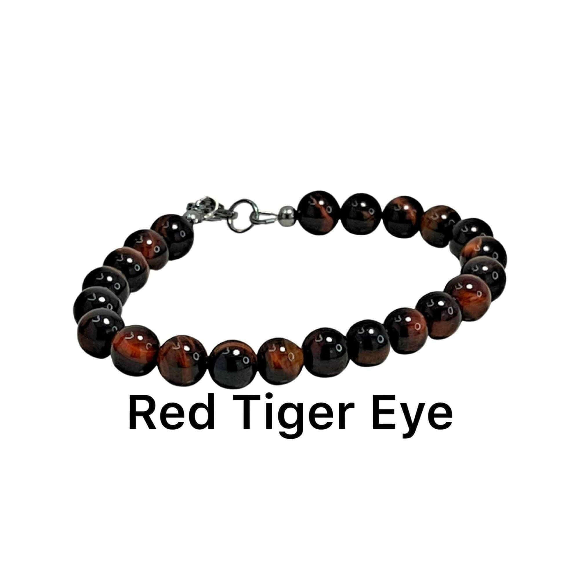 Tiger Eye Mens Bracelet, Tiger EyeStone Bracelet, Red Tiger Eye Beaded Bracelet, Handcrafted mens Bracelet - Bec Sue Jewelry Shop