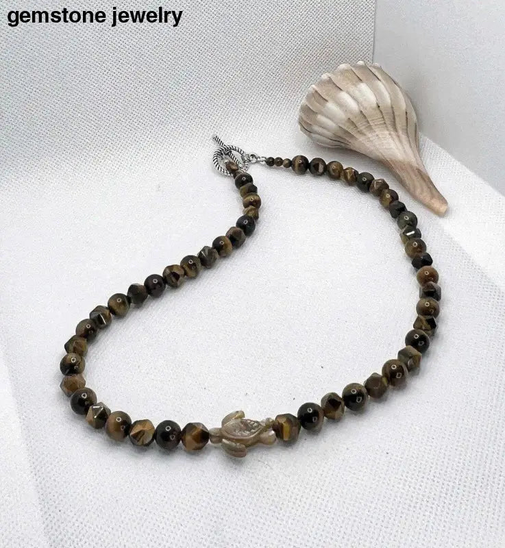 Tiger Eye Necklace, Turtle Necklace - Bec Sue Jewelry Shop