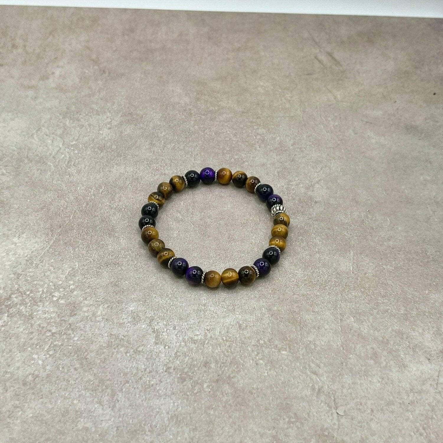 Tiger Eye Stretch Bracelet, Tiger Eye Bracelet, Tiger Eye Protection Bracelet, Purple Tiger Eye Gemstone Bracelet - Bec Sue Jewelry Shop