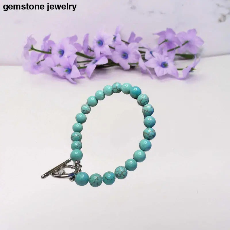 Gemstone Turquoise Bracelet – Elegant Handmade Jewelry - 6.5 / blue / turquoise - bracelet