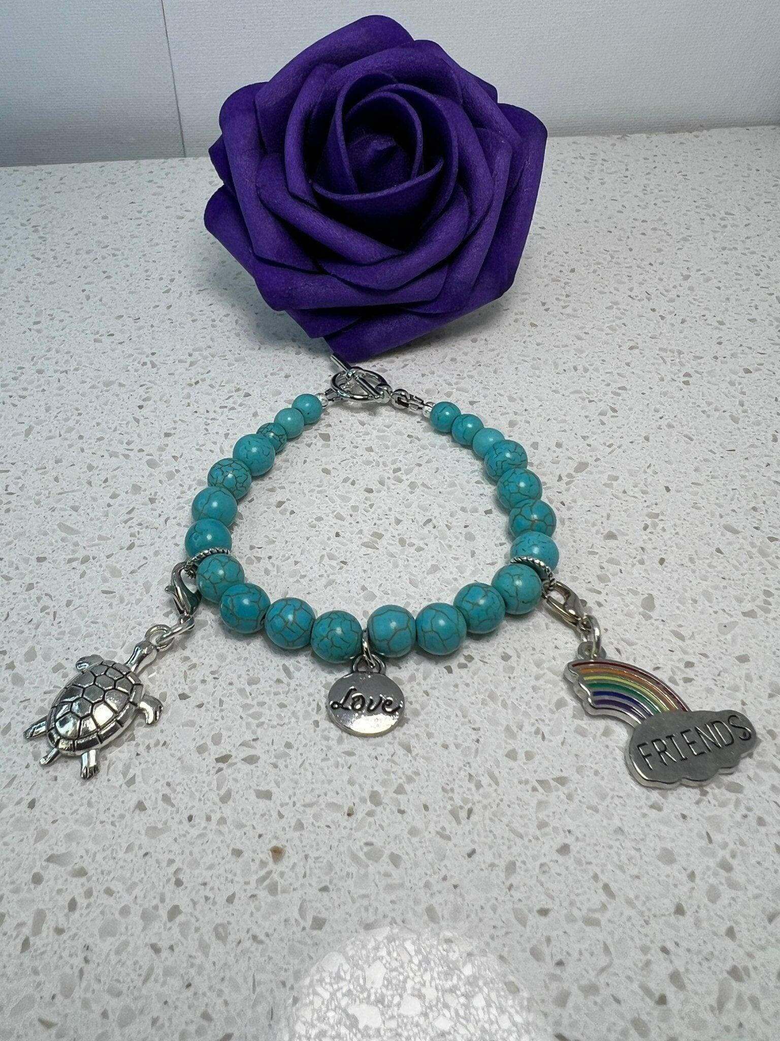 Turquoise Friendship Bracelet, Turquoise charm Bracelet - Bec Sue Jewelry Shop