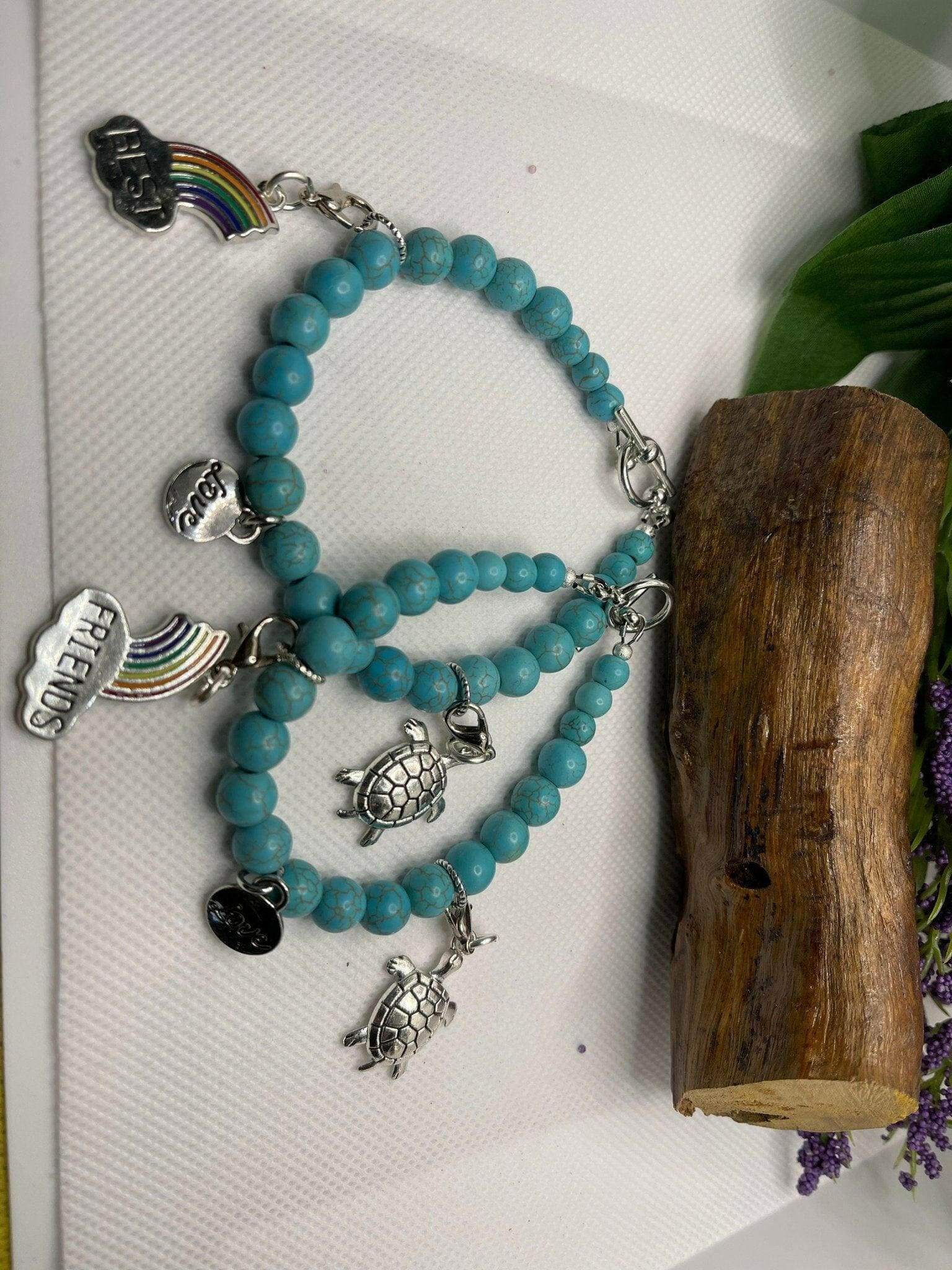 Turquoise Friendship Bracelet, Turquoise charm Bracelet - Bec Sue Jewelry Shop