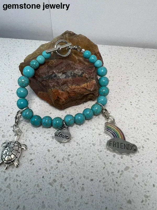 Turquoise Friendship Bracelet, Turquoise charm Bracelet - Bec Sue Jewelry Shop