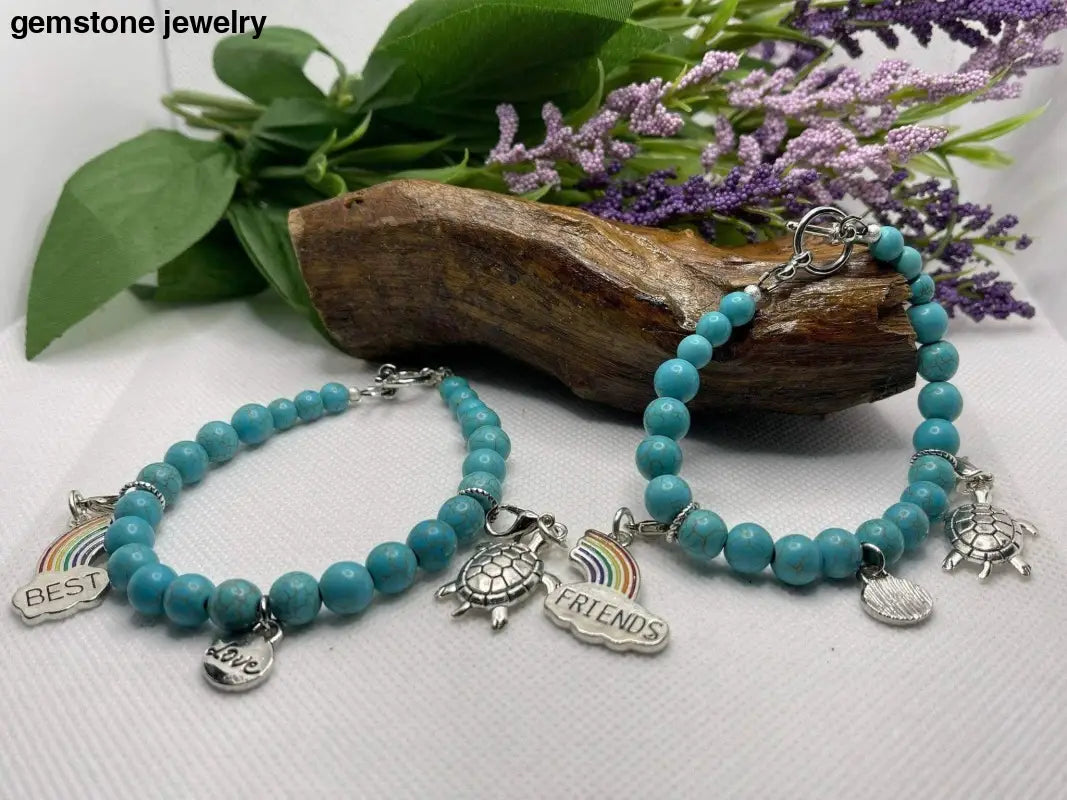 Turquoise Friendship Bracelet, Turquoise charm Bracelet - Bec Sue Jewelry Shop