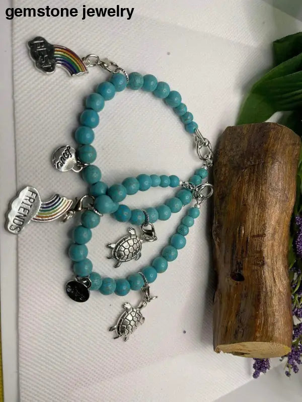 Turquoise Friendship Bracelet, Turquoise charm Bracelet - Bec Sue Jewelry Shop