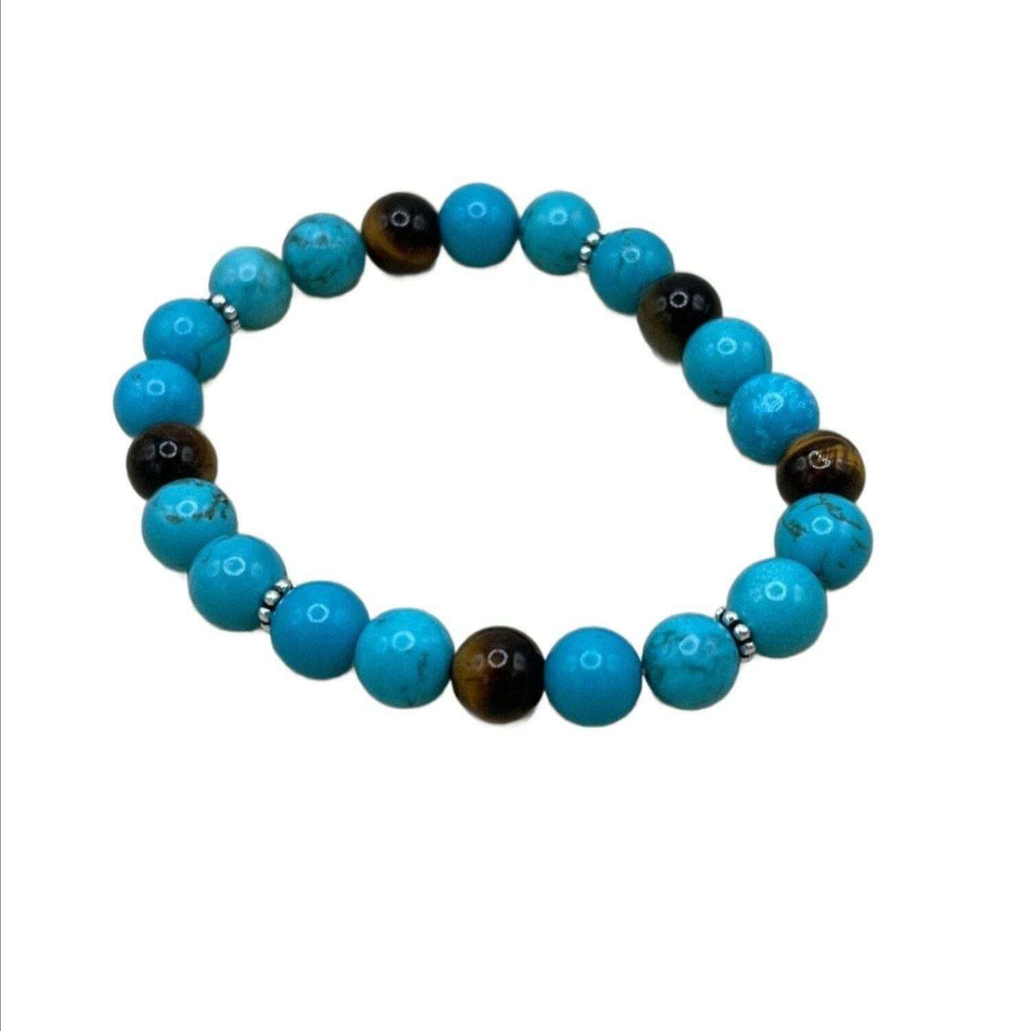 Turquoise Gemstone Bracelet, Turquoise Stretch Bracelet - Bec Sue Jewelry Shop