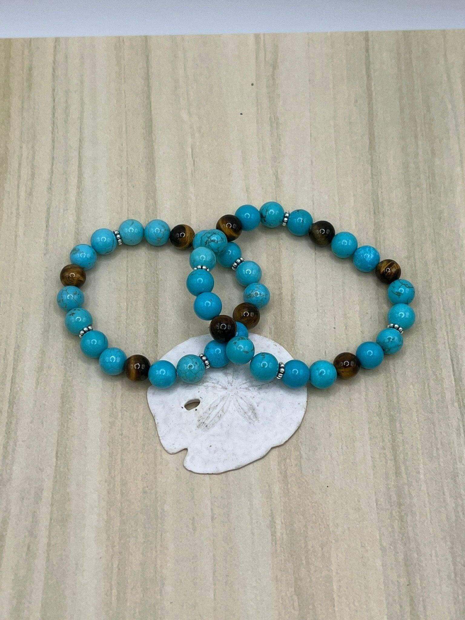 Turquoise Gemstone Bracelet, Turquoise Stretch Bracelet - Bec Sue Jewelry Shop