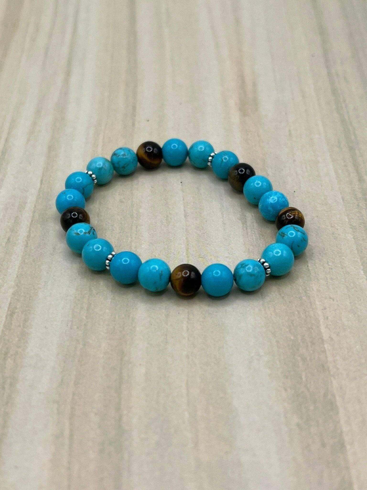 Turquoise Gemstone Bracelet, Turquoise Stretch Bracelet - Bec Sue Jewelry Shop