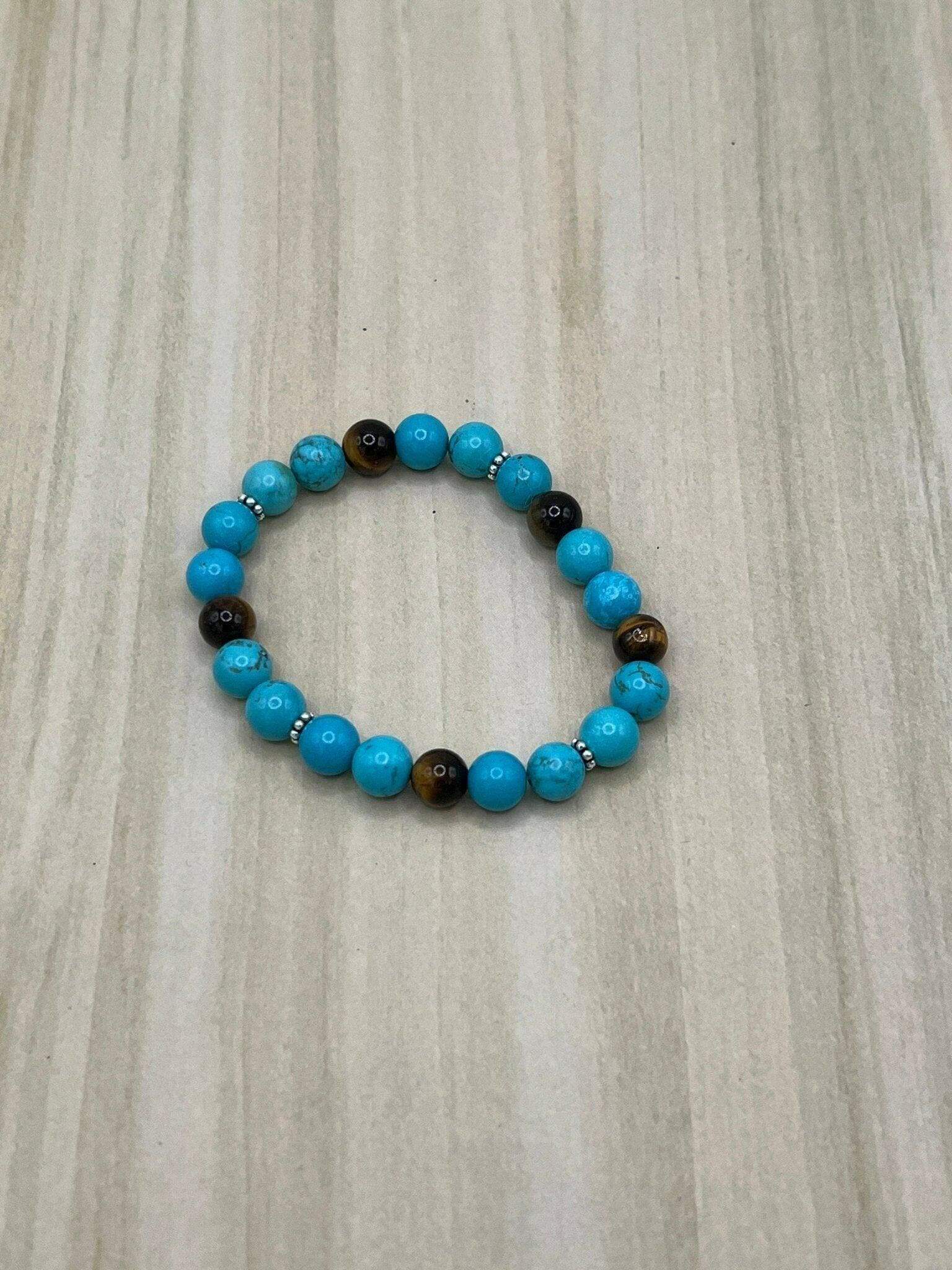 Turquoise Gemstone Bracelet, Turquoise Stretch Bracelet - Bec Sue Jewelry Shop