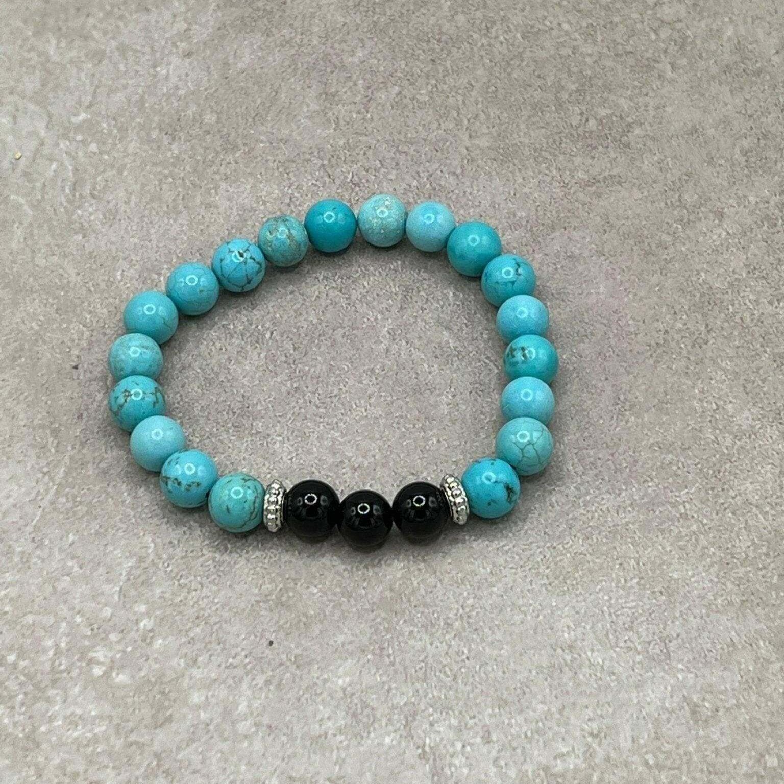 Turquoise Stretch Bracelet, Onyx Bracelet - Bec Sue Jewelry Shop