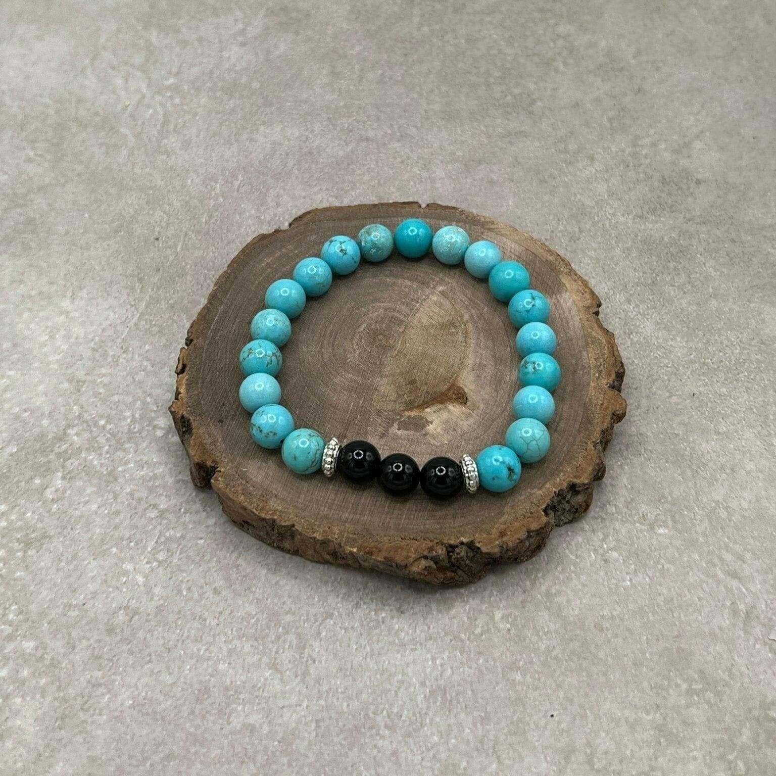 Turquoise Stretch Bracelet, Onyx Bracelet - Bec Sue Jewelry Shop