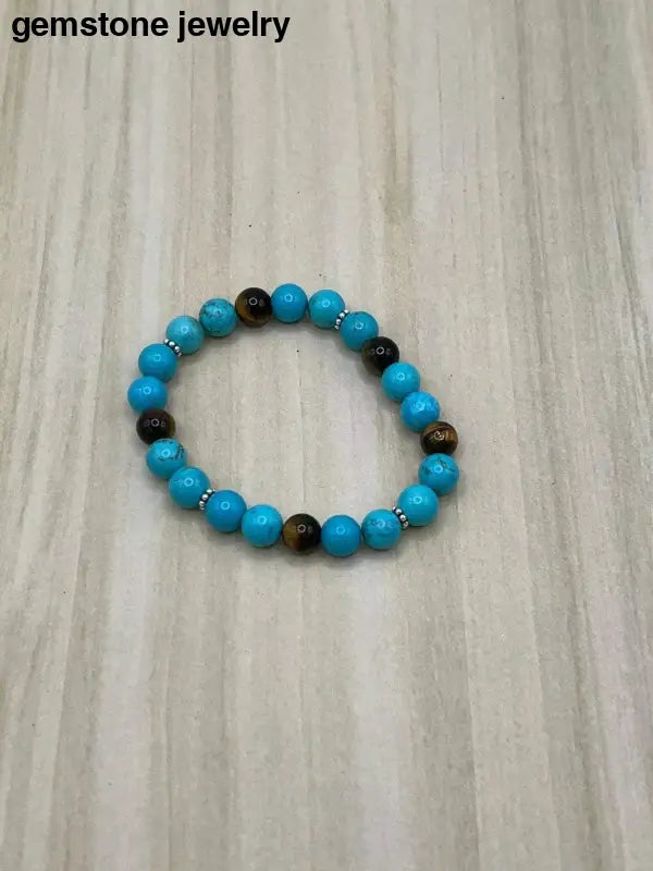 Turquoise Gemstone Bracelet, Turquoise Stretch Bracelet - Bec Sue Jewelry Shop