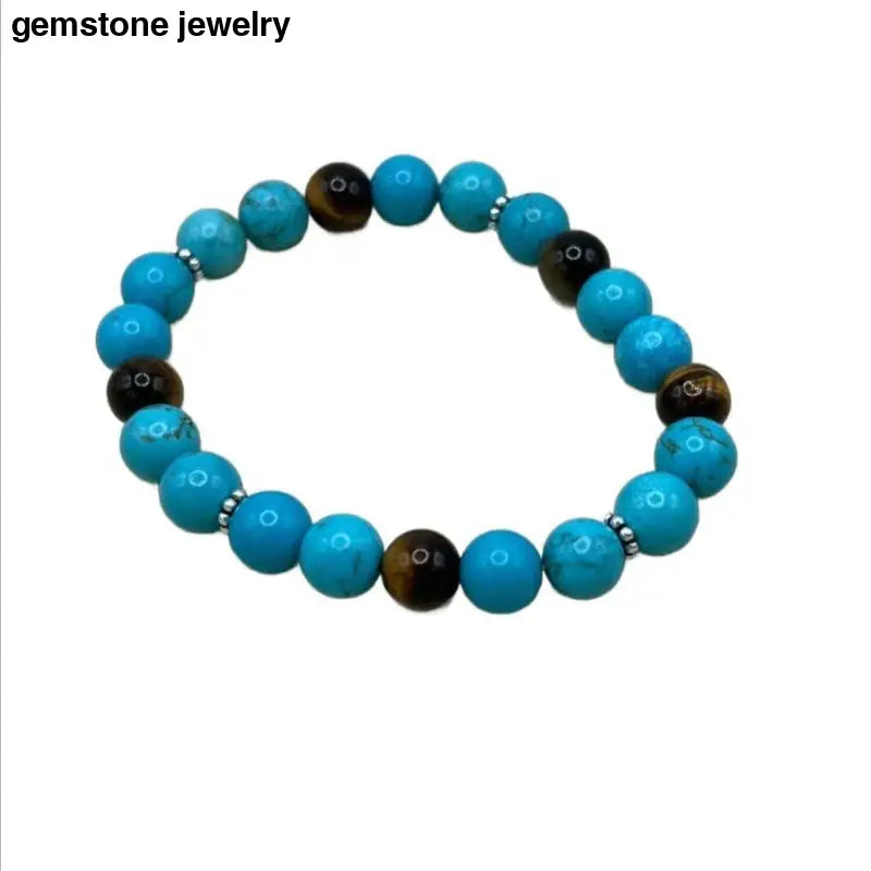 Turquoise Gemstone Bracelet, Turquoise Stretch Bracelet - Bec Sue Jewelry Shop