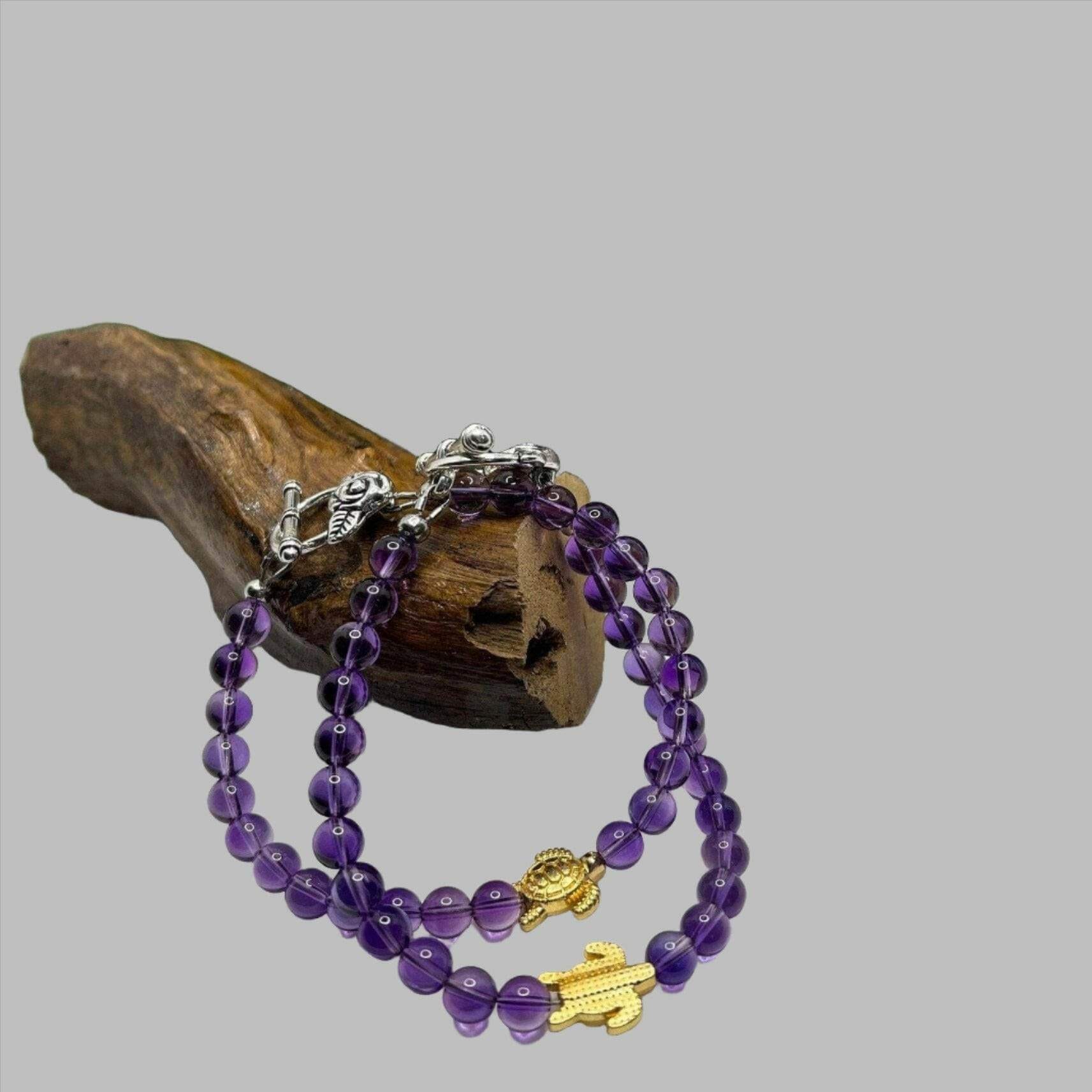 Turtle Amethyst Bracelet, Turtle Bracelet - AAAAA Grade Purple Healing Energy - Bec Sue Jewelry Shop