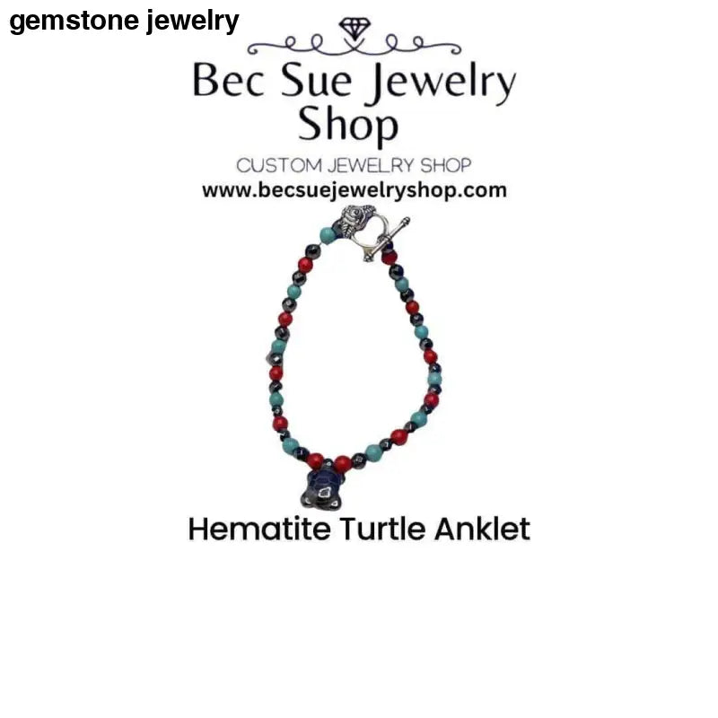 Turtle Anklet Jewelry Hematite Small Sea Turtle Anklet Bracelet - Bec Sue Jewelry Shop